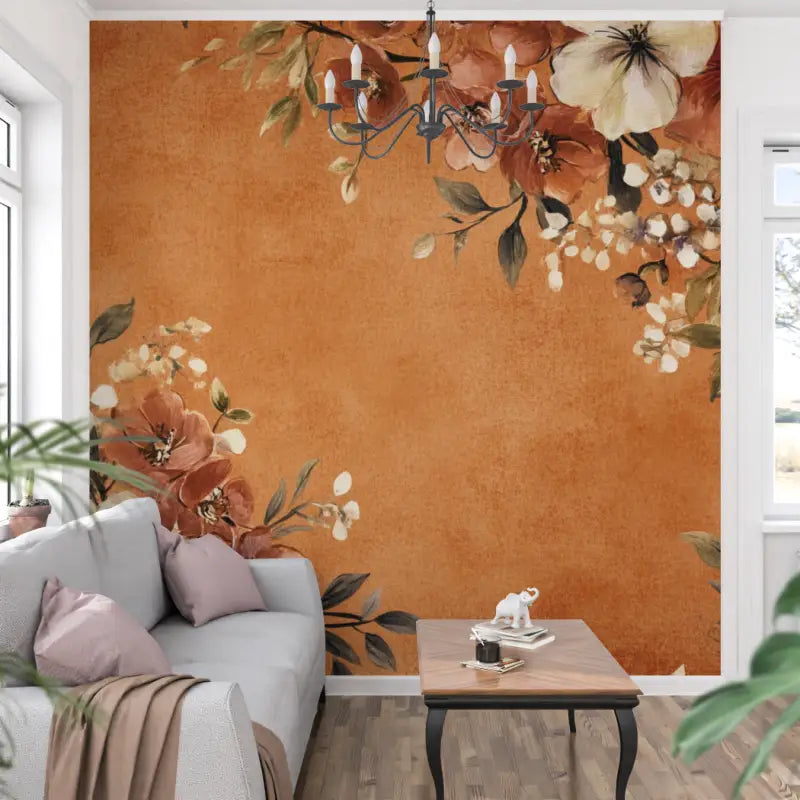 Papier peint terracotta style boheme vintage panoramique mur