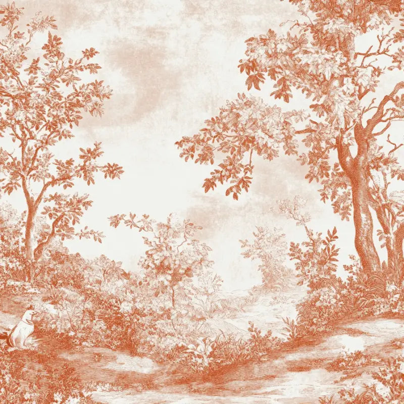 Papier Peint Terracotta Style Toile De Jouy Moderne