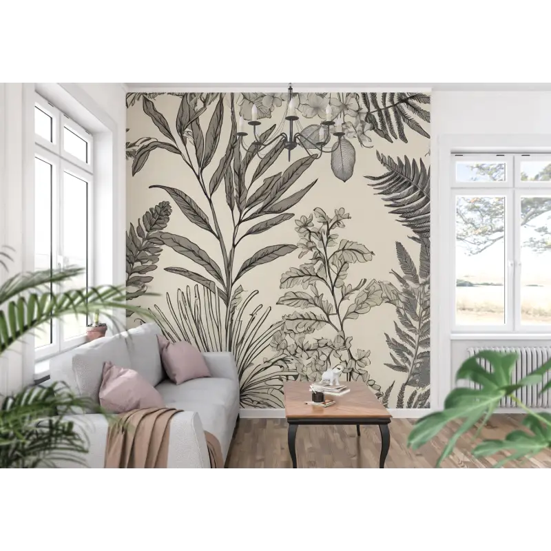 Papier Peint Toile De Jouy Fleur Tropicale - panoramique tendance