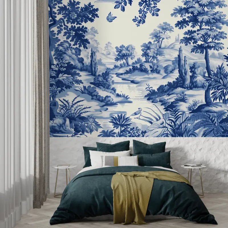 Bohemian Style Toile De Jouy Wallpaper - Second Image