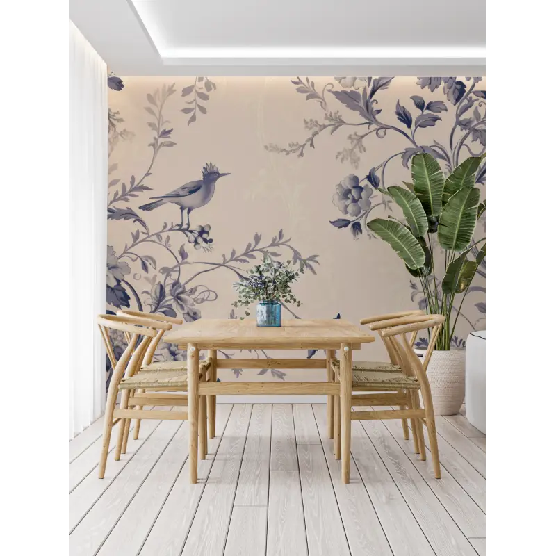 Toile De Jouy Wallpaper Blue Tone - Second Image