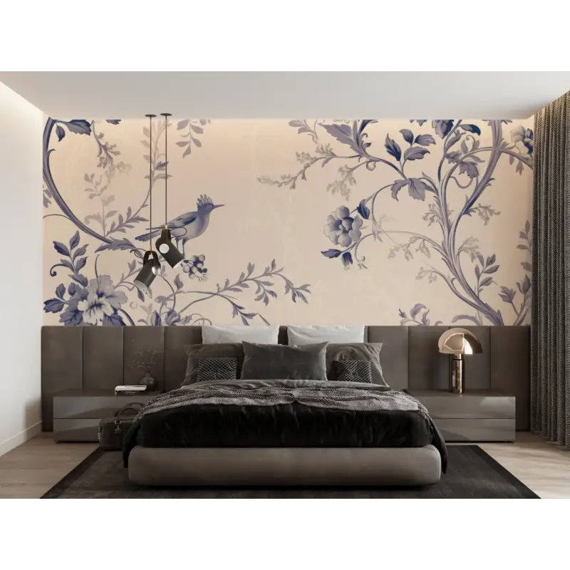 Toile De Jouy Wallpaper Blue Tone - Second Image