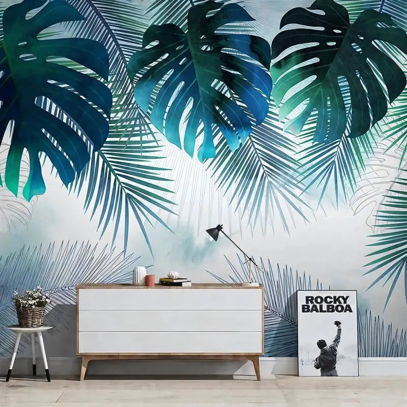 Papier Peint Tropical  Bleu Vert