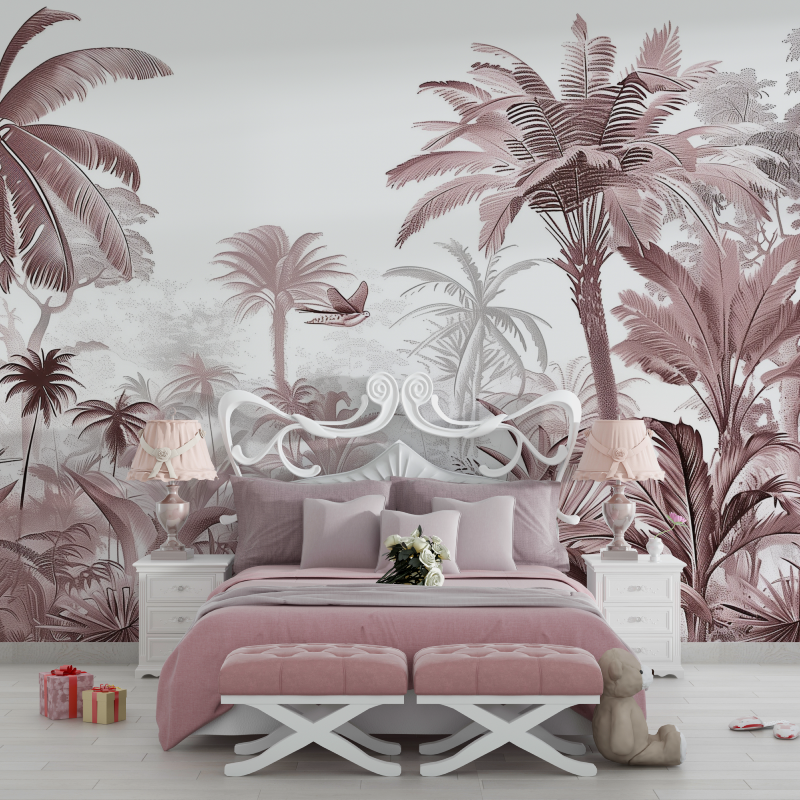 Papier Peint Tropical Rosé