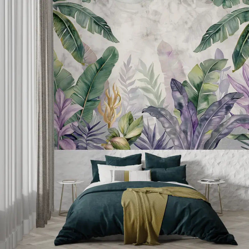 Papier Peint Tropical Violet - tapisserie