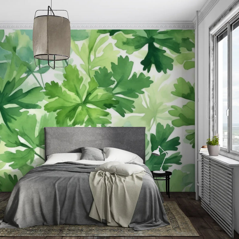 Papier Peint Végétal Vert - pano mural