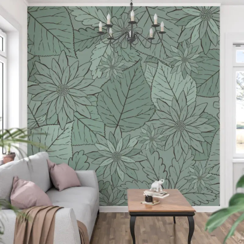 Papier Peint Vert De Gris Chambre - tapisserie