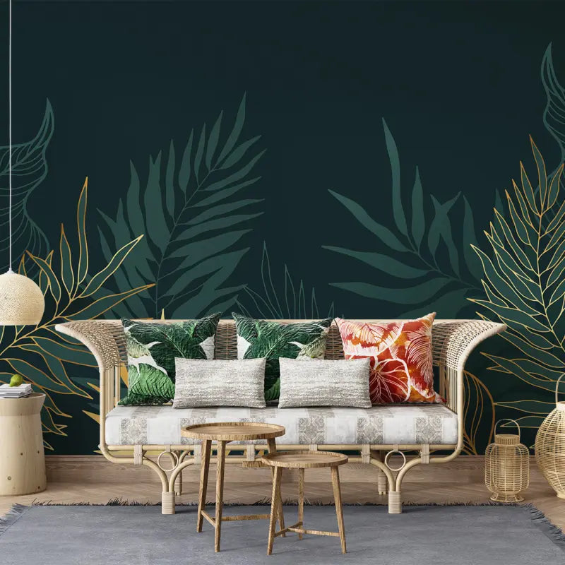 Green and Gold Foliage Wallpaper - Second Image