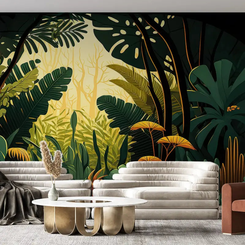 Trompe L'Oeil Tropical Forest Wallpaper - Second Image