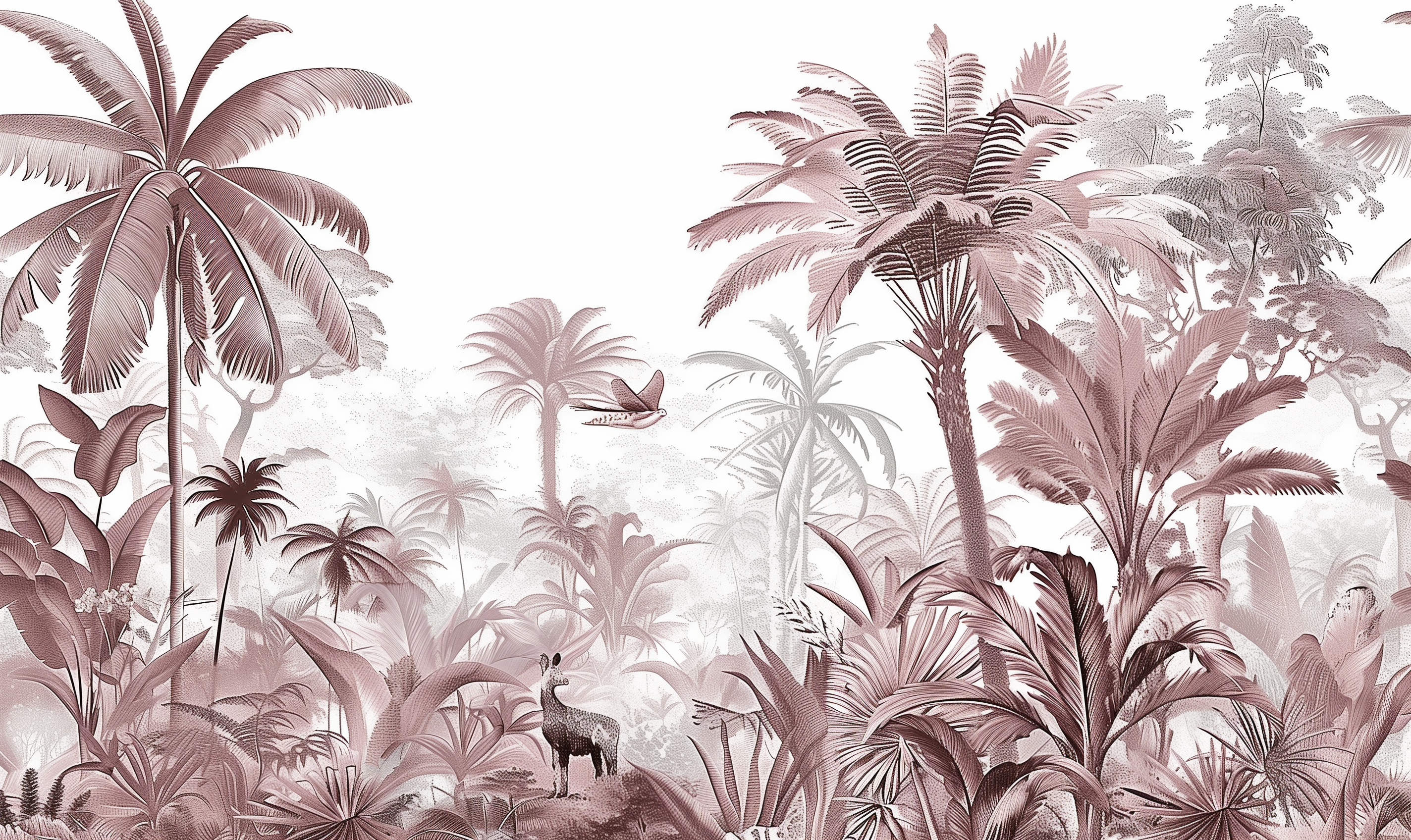 Papier Peint Tropical Rosé
