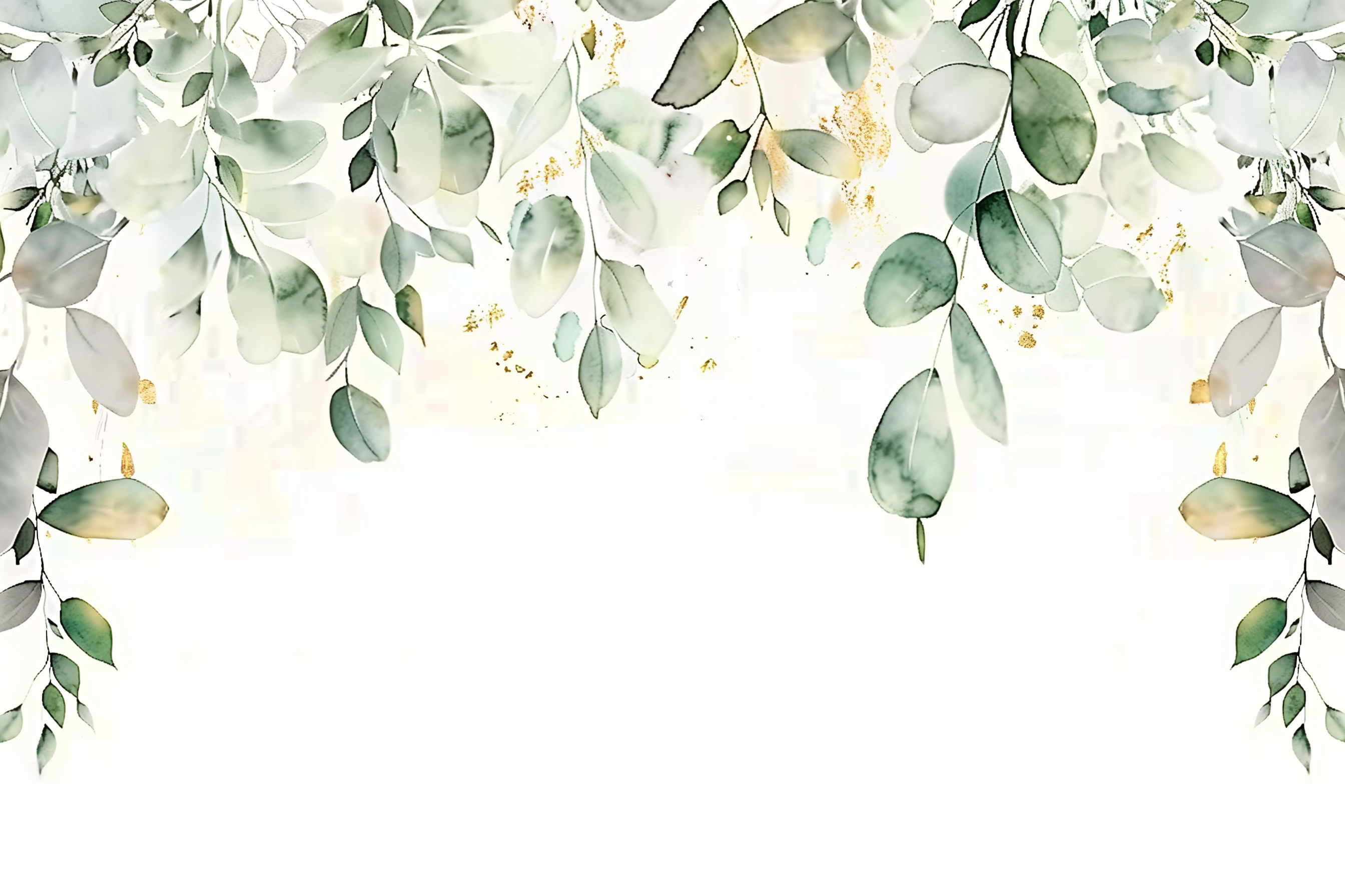 Papier Peint Feuillage Vert Aquarelle
