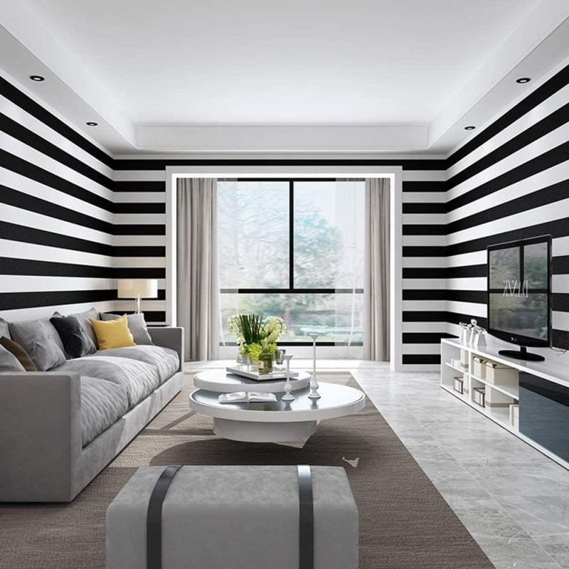 Black and White Striped Wallpaper - Second Image