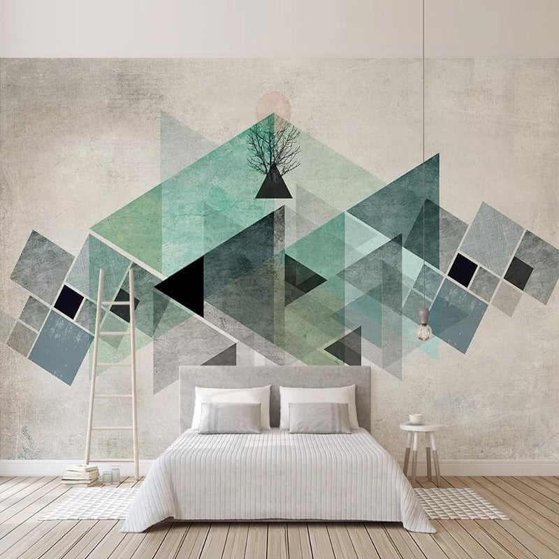 Papier Peint Scandinave Bleu Triangles