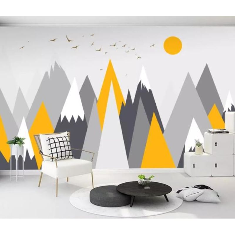 Papier Peint Scandinave Jaune et Gris - Second Image