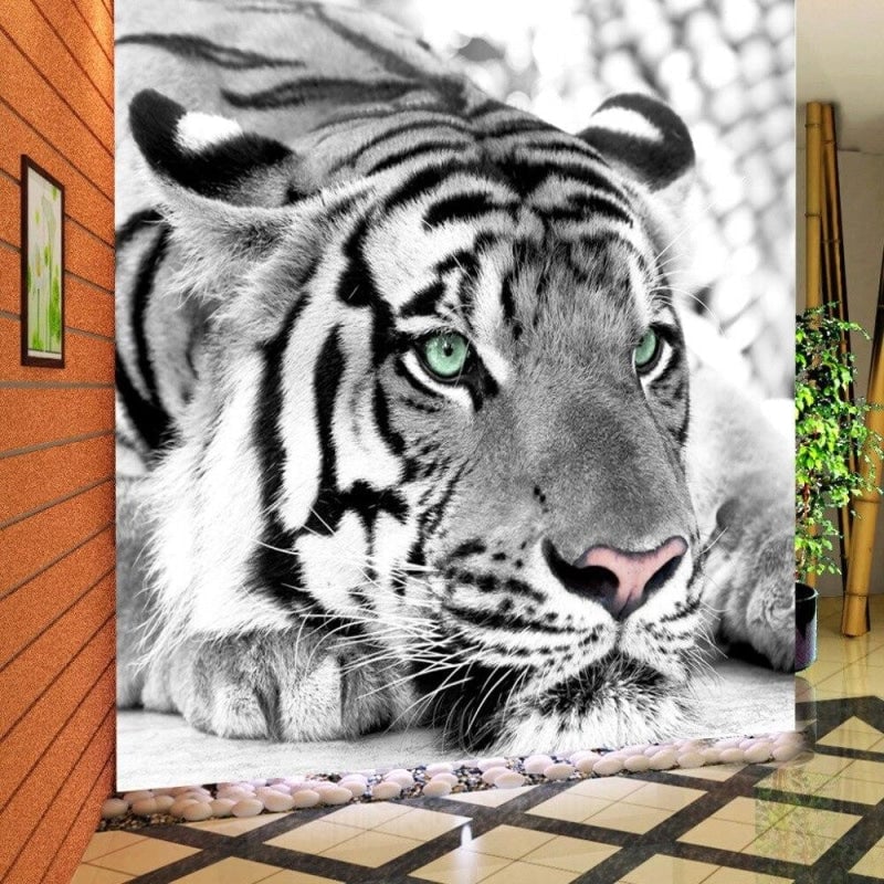 Papier Peint Tigre Noir et Blanc